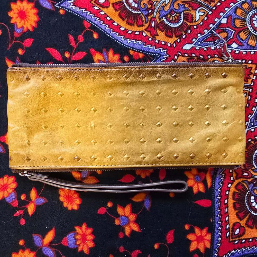 Vintage HOBO golden harvest Leather double sided wristlet